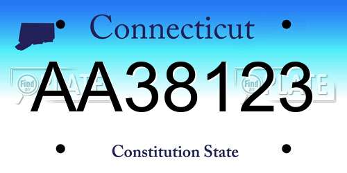 AA38123 Connecticut License Plate