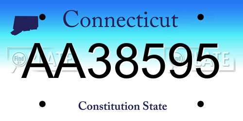 AA38595 Connecticut License Plate