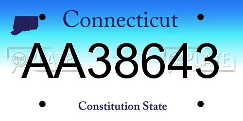 AA38643 Connecticut License Plate