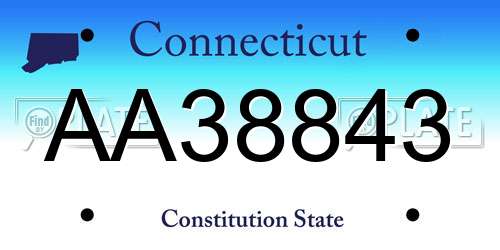 AA38843 Connecticut License Plate