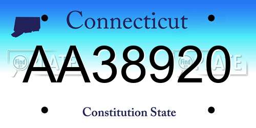 AA38920 Connecticut License Plate