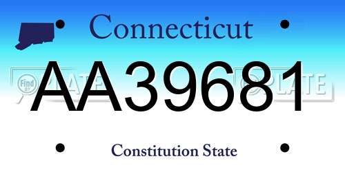 AA39681 Connecticut License Plate