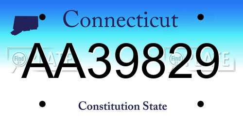 AA39829 Connecticut License Plate