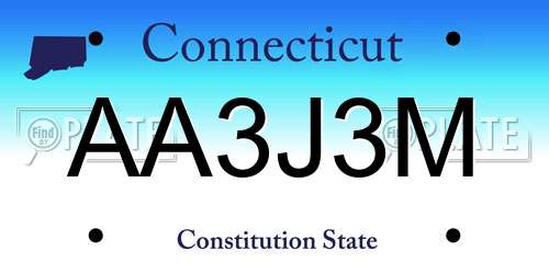 AA3J3M Connecticut License Plate