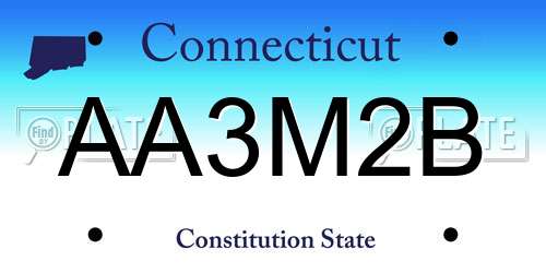 AA3M2B Connecticut License Plate