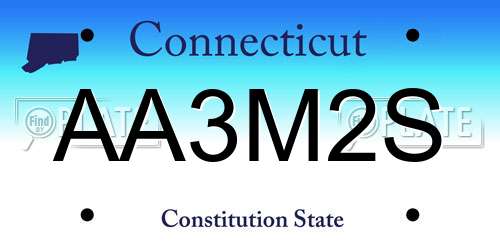 AA3M2S Connecticut License Plate