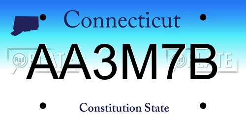 AA3M7B Connecticut License Plate