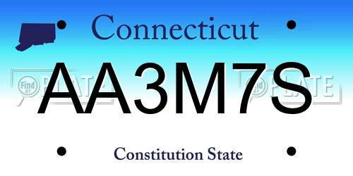 AA3M7S Connecticut License Plate