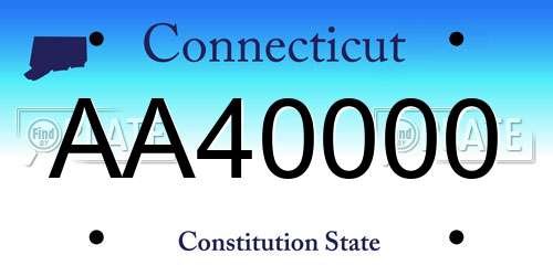 AA40000 Connecticut License Plate