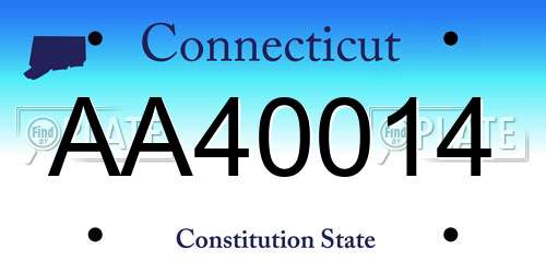 AA40014 Connecticut License Plate
