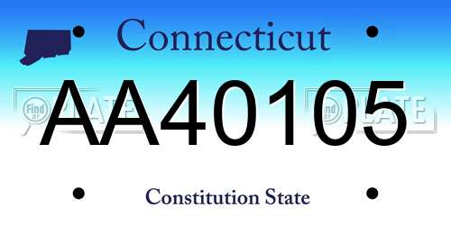 AA40105 Connecticut License Plate