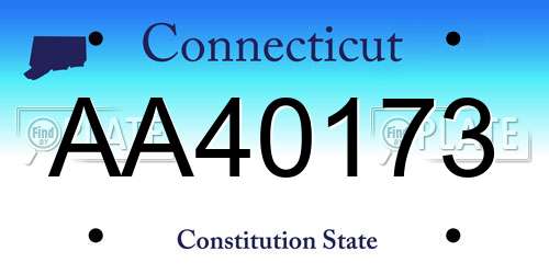 AA40173 Connecticut License Plate