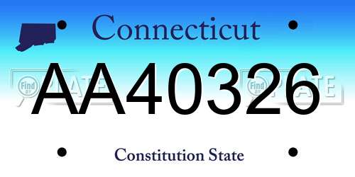 AA40326 Connecticut License Plate