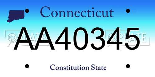 AA40345 Connecticut License Plate
