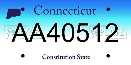 AA40512 Connecticut License Plate