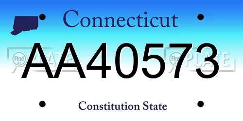 AA40573 Connecticut License Plate