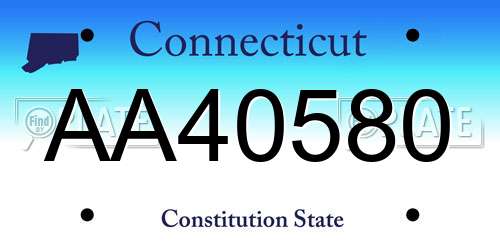 AA40580 Connecticut License Plate