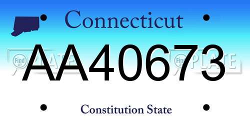 AA40673 Connecticut License Plate