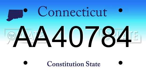 AA40784 Connecticut License Plate