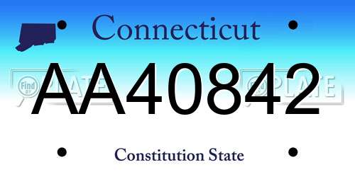 AA40842 Connecticut License Plate