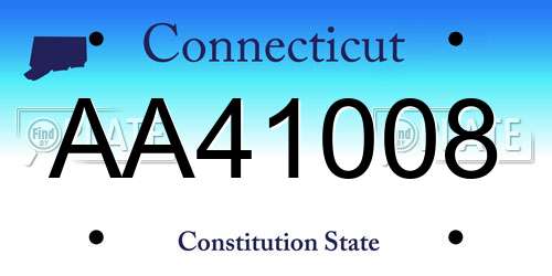AA41008 Connecticut License Plate