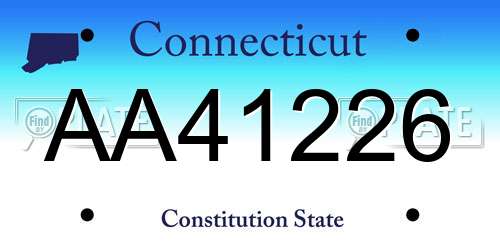 AA41226 Connecticut License Plate