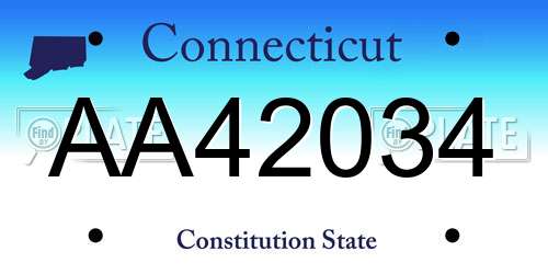 AA42034 Connecticut License Plate