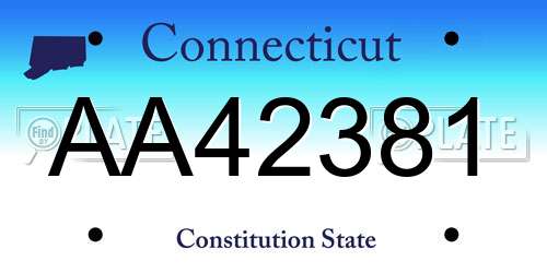 AA42381 Connecticut License Plate