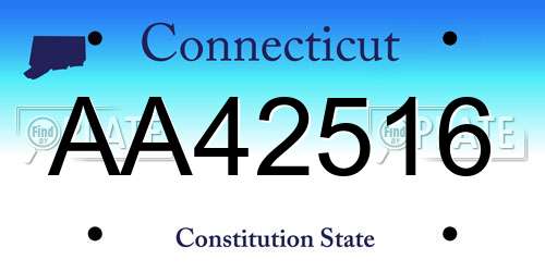 AA42516 Connecticut License Plate