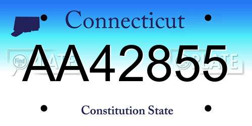 AA42855 Connecticut License Plate