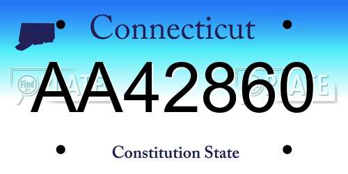 AA42860 Connecticut License Plate
