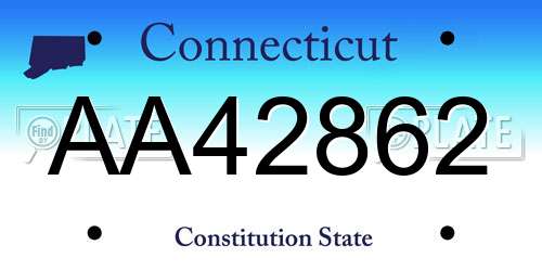 AA42862 Connecticut License Plate