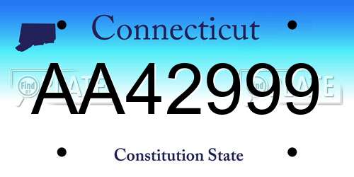 AA42999 Connecticut License Plate
