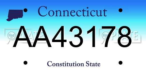 AA43178 Connecticut License Plate