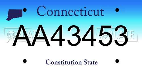 AA43453 Connecticut License Plate