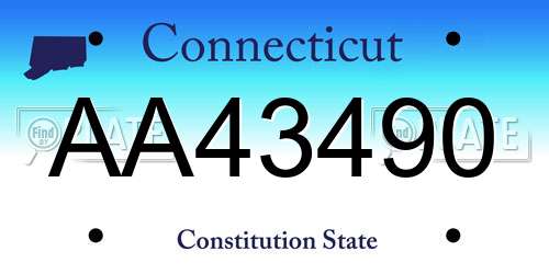 AA43490 Connecticut License Plate