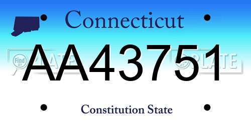 AA43751 Connecticut License Plate