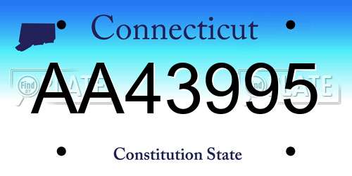 AA43995 Connecticut License Plate