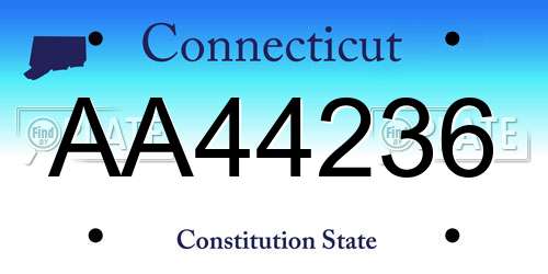AA44236 Connecticut License Plate