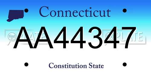 AA44347 Connecticut License Plate