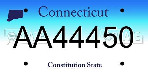 AA44450 Connecticut License Plate