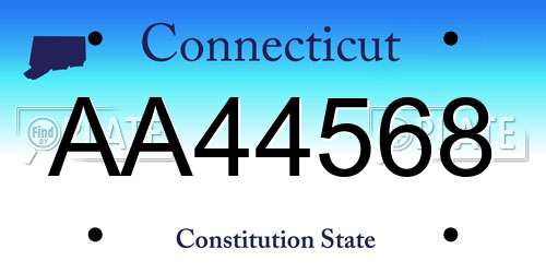 AA44568 Connecticut License Plate