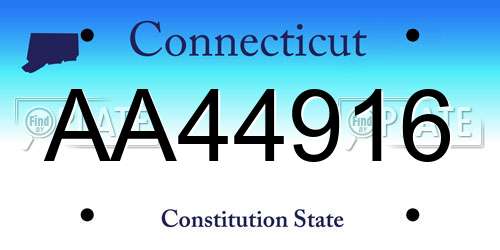 AA44916 Connecticut License Plate