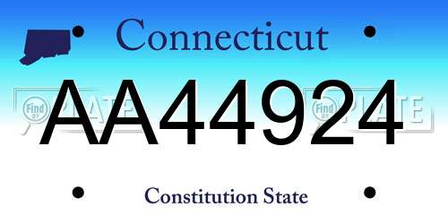AA44924 Connecticut License Plate