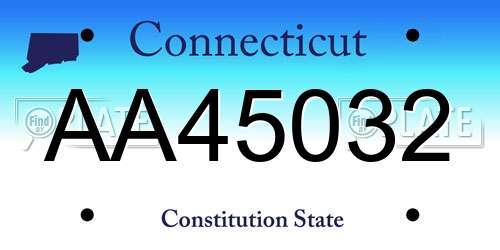 AA45032 Connecticut License Plate