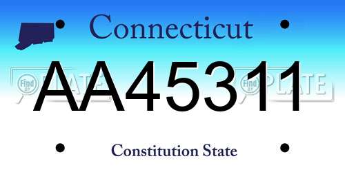AA45311 Connecticut License Plate