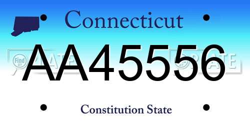 AA45556 Connecticut License Plate