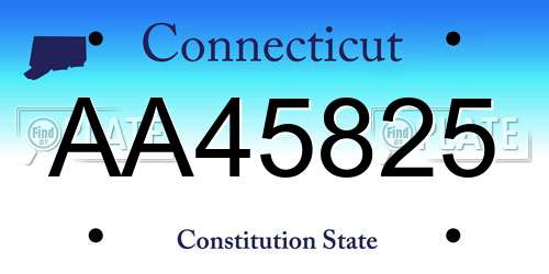 AA45825 Connecticut License Plate