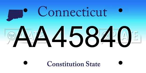 AA45840 Connecticut License Plate