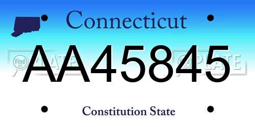 AA45845 Connecticut License Plate